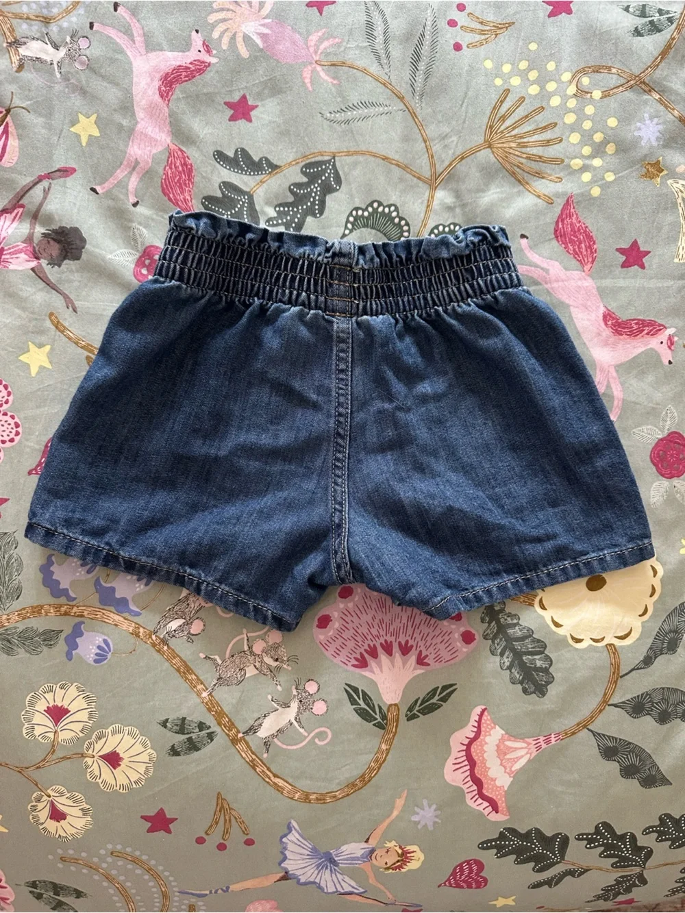 H&M 2T Dark Blue Denim Elastic-Waist Shorts